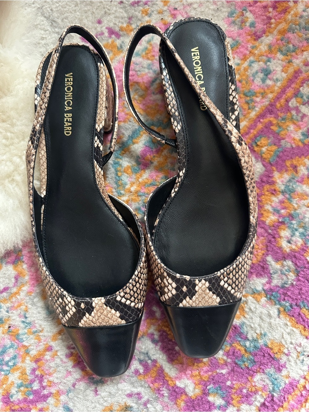 Veronica Beard Cecile Slingback Pumps – Latte Snakeskin Print – Women’s Size 7 - Picture 2 of 10